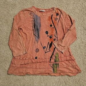 Jess & Jane Pink 3/4 Sleeve Tunic with Abstract Print